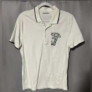 Versace Cream Polo Shirt with Black Trim